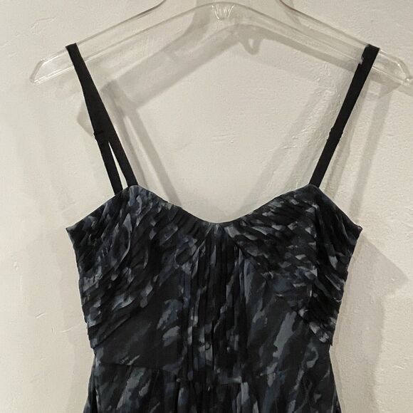 BCBGMaxAzria Silk Camo Mini Dress Size XXS Blue Tulle Pockets Winter Formal - Picture 2 of 16